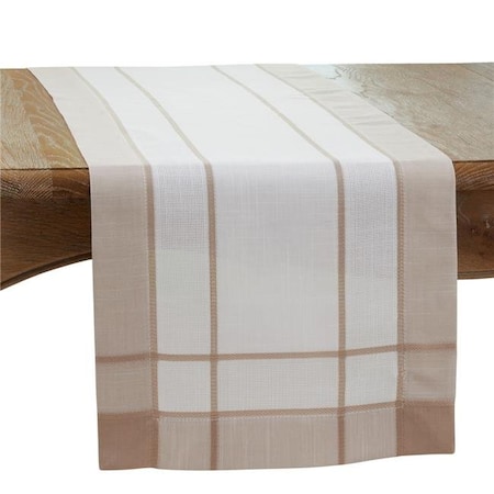 Saro Saro 351.N1654B 16 x 54 in. Banded Border Oblong Table Runner; Natural 351.N1654B